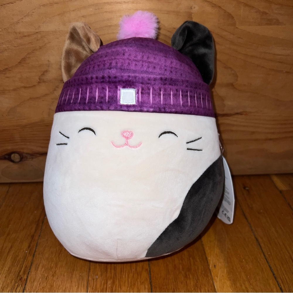 Squishmallows Cam Cat with Purple Hat. NWT